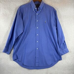 Ralph Lauren Yarmouth Shirt Men's 16.5 /33 Blue Long Sleeve Button Down Preppy